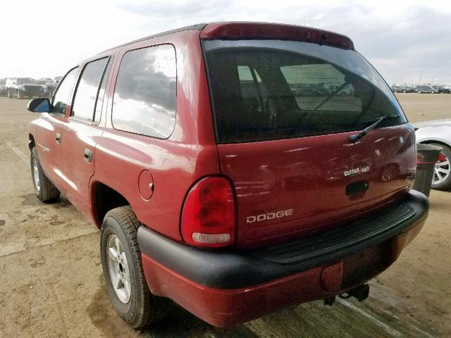 1B4HS28N91F501831 - 2001 DODGE DURANGO BURGUNDY photo 3