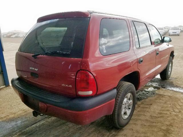 1B4HS28N91F501831 - 2001 DODGE DURANGO BURGUNDY photo 4