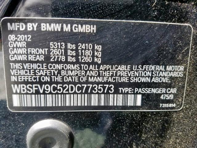 WBSFV9C52DC773573 - 2013 BMW M5 BLACK photo 10