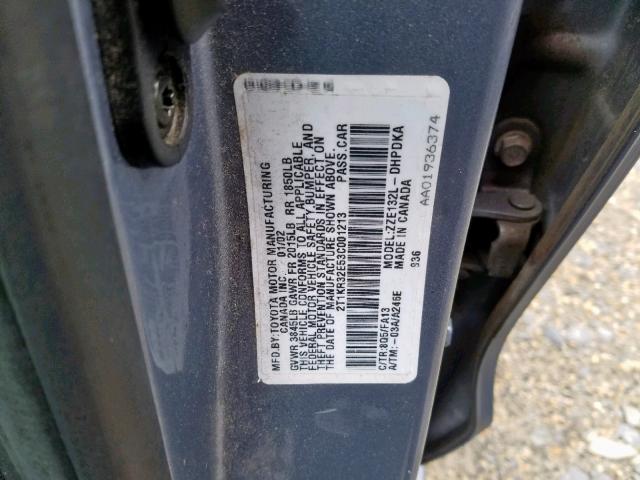 2T1KR32E53C001213 - 2003 TOYOTA MATRIX 蓝色 照片 10
