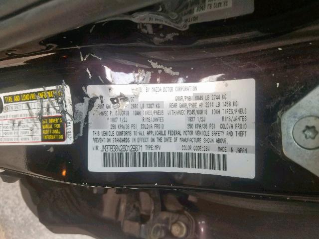 JM3TB38V280129871 - 2008 MAZDA CX-9 BLACK photo 10