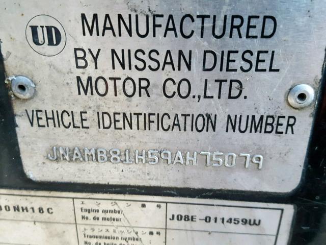 JNAMB81H59AH75079 - 2009 NISSAN DIESEL UD2000 BLACK photo 10