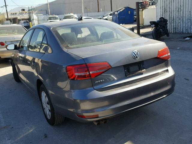 3VW2K7AJ4FM406501 - 2015 VOLKSWAGEN JETTA BASE GRAY photo 3