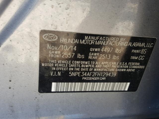 5NPE34AF2FH129439 - 2015 HYUNDAI SONATA SPO SILVER photo 10