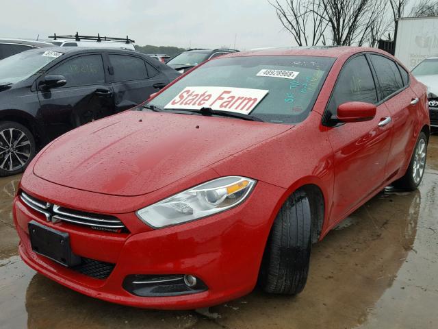 1C3CDFCH2DD317691 - 2013 DODGE DART LIMIT RED photo 2