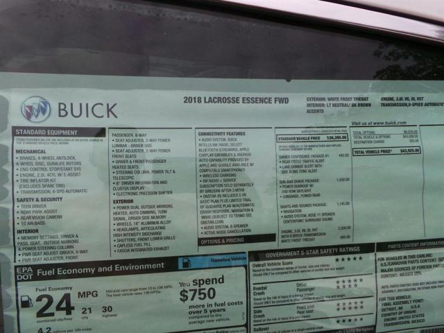 1G4ZP5SS2JU115591 - 2018 BUICK LACROSSE E WHITE photo 10