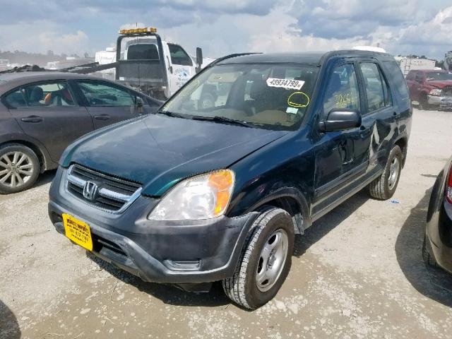 JHLRD68402C015365 - 2002 HONDA CR-V LX GREEN photo 2