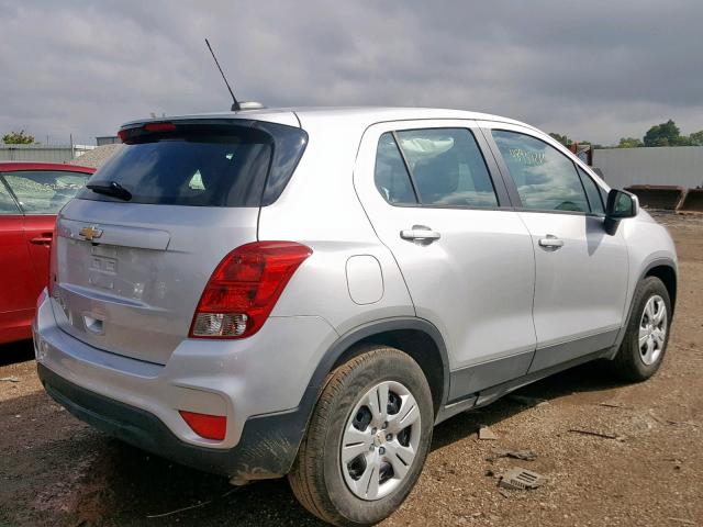 KL7CJKSB0HB182249 - 2017 CHEVROLET TRAX LS SILVER photo 4