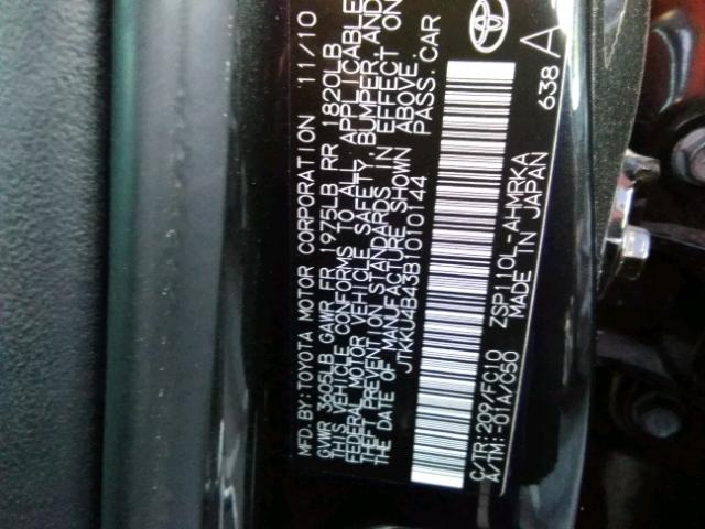 JTKKU4B43B1010144 - 2011 SCION XD BLACK photo 10