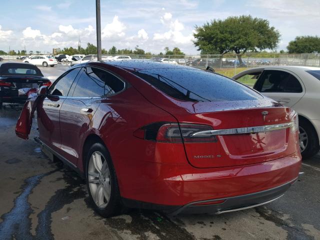 5YJSA1H1XEFP48644 - 2014 TESLA MODEL S أحمر صورة 3