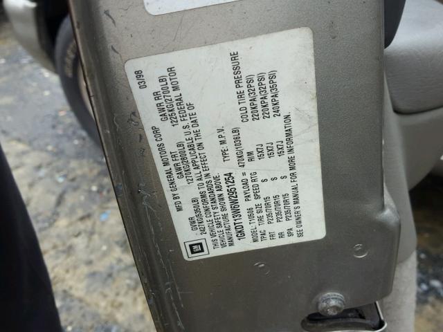 1GKDT13W6W2951254 - 1998 GMC ENVOY SILVER photo 10