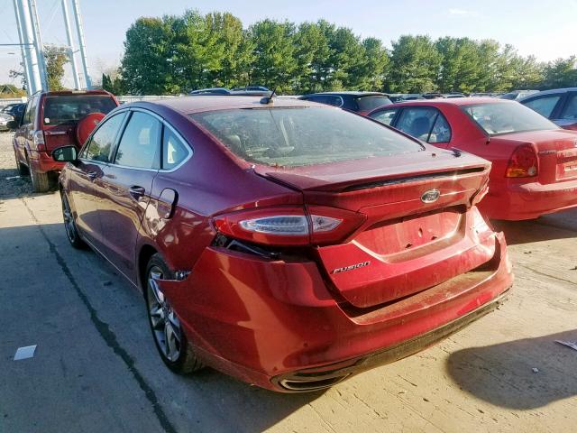 3FA6P0K99DR109795 - 2013 FORD FUSION TIT RED photo 3