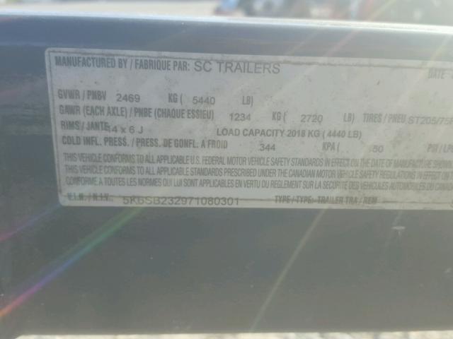 5K6SB232971080301 - 2007 OTHE TRAILER BLACK photo 10