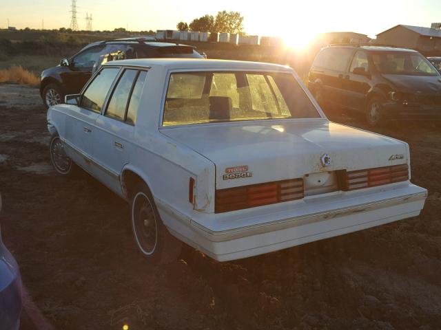 1B3BD26C3EF332000 - 1984 DODGE ARIES WHITE photo 3