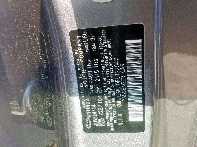 KMHHU6KJ0FU122547 - 2015 HYUNDAI GENESIS CO SILVER photo 10