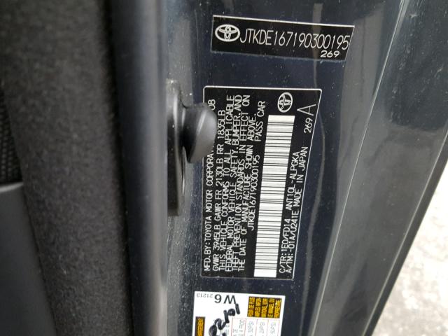 JTKDE167190300195 - 2009 TOYOTA SCION TC 灰色 照片 10