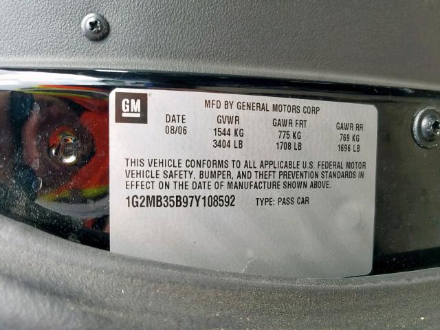 1G2MB35B97Y108592 - 2007 PONTIAC SOLSTICE BLACK photo 10