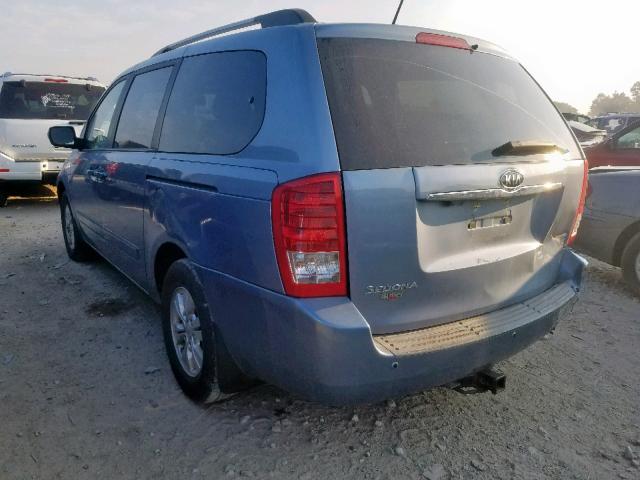 KNDMG4C77B6388258 - 2011 KIA SEDONA LX BLUE photo 3