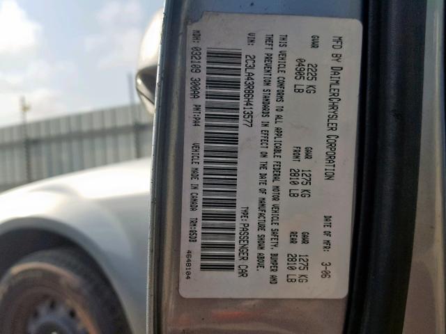 2C3LA43R86H413577 - 2006 CHRYSLER 300 BLUE photo 10