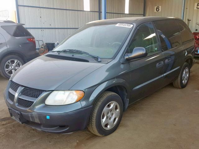 1B4GP25342B584402 - 2002 DODGE CARAVAN SE GREEN photo 2