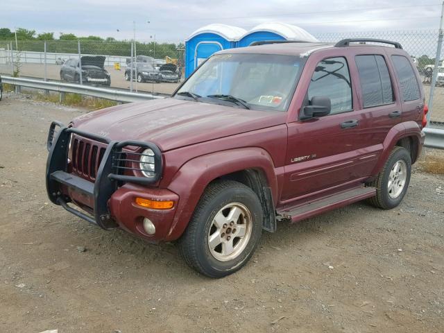 1J8GL58K12W161829 - 2002 JEEP LIBERTY LI BURGUNDY photo 2