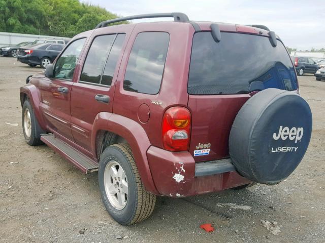 1J8GL58K12W161829 - 2002 JEEP LIBERTY LI BURGUNDY photo 3