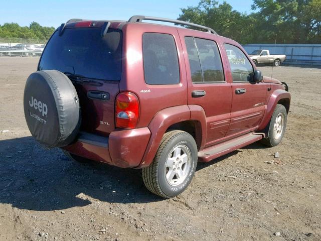 1J8GL58K12W161829 - 2002 JEEP LIBERTY LI BURGUNDY photo 4