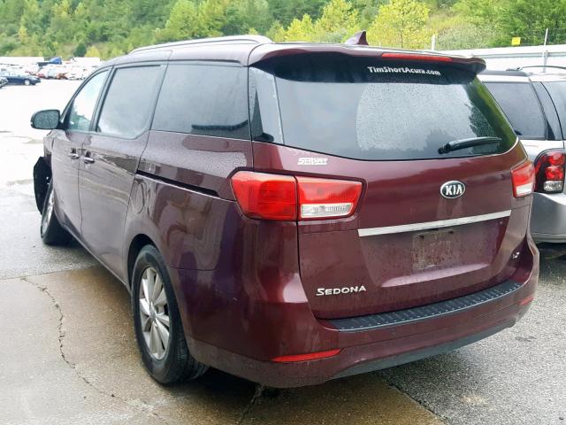 KNDMB5C15G6091688 - 2016 KIA SEDONA LX BURGUNDY photo 3