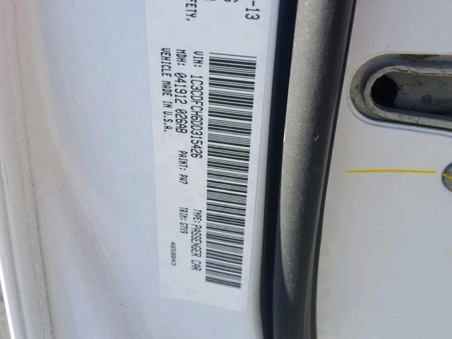 1C3CDFCH6DD315426 - 2013 DODGE DART LIMIT WHITE photo 10