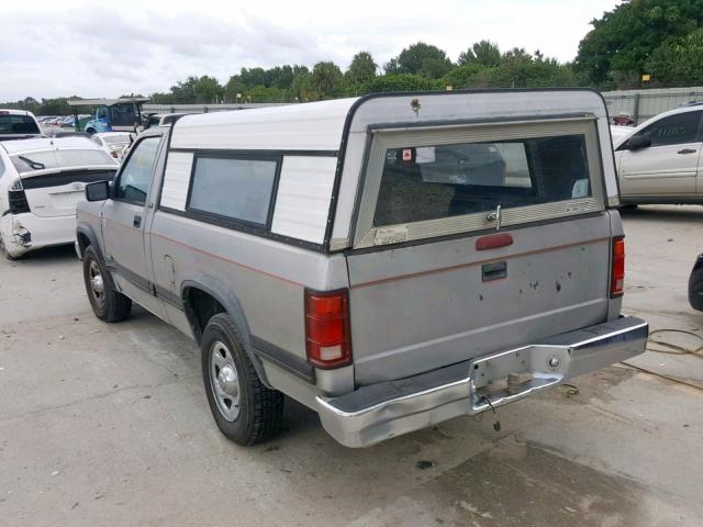 1B7FL26X7RS623781 - 1994 DODGE DAKOTA GRAY photo 3