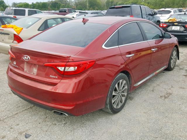 5NPE34AF7FH111812 - 2015 HYUNDAI SONATA SPO MAROON photo 4