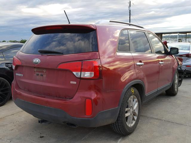 5XYKT4A65EG459150 - 2014 KIA SORENTO LX RED photo 4