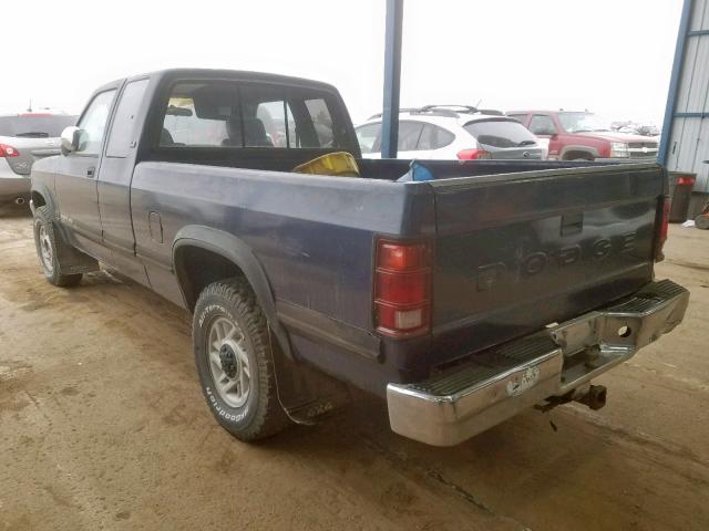 1B7GG23X6NS592689 - 1992 DODGE DAKOTA BLUE photo 3