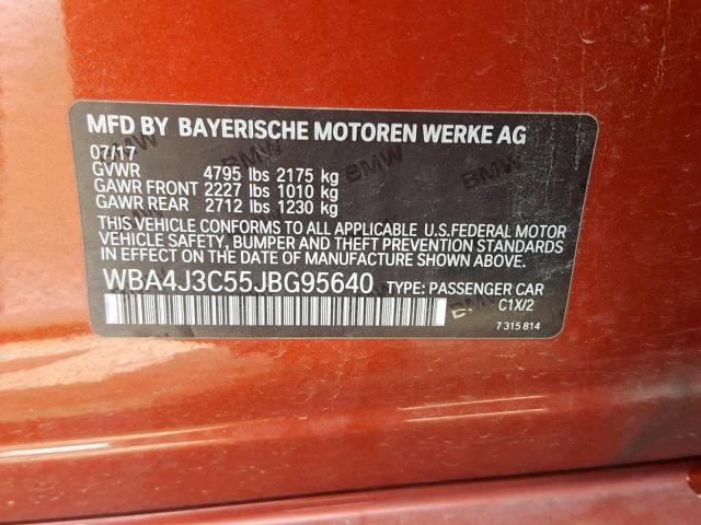 WBA4J3C55JBG95640 - 2018 BMW 430XI GRAN ORANGE photo 10