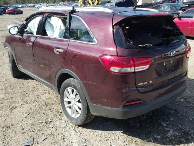 5XYPGDA51HG289410 - 2017 KIA SORENTO LX MAROON photo 3