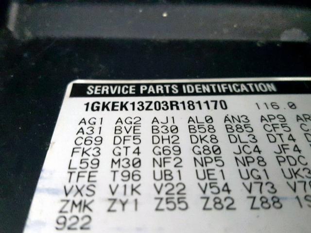 1GKEK13Z03R181170 - 2003 GMC YUKON WHITE photo 10