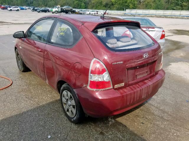 KMHCM36C57U040741 - 2007 HYUNDAI ACCENT GS BURGUNDY photo 3