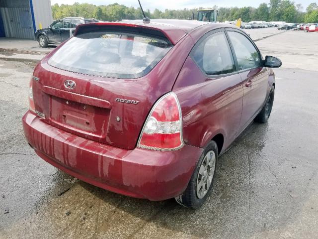 KMHCM36C57U040741 - 2007 HYUNDAI ACCENT GS BURGUNDY photo 4