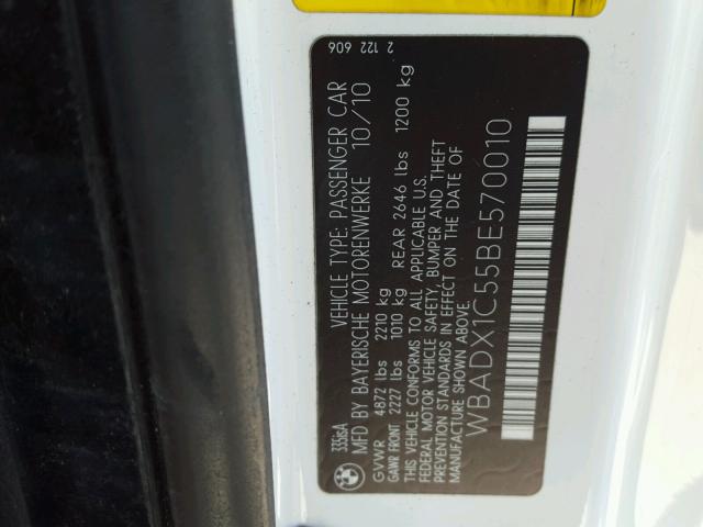 WBADX1C55BE570010 - 2011 BMW 335 IS WHITE photo 10