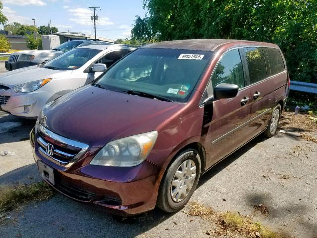 5FNRL38227B034605 - 2007 HONDA ODYSSEY LX RED photo 2