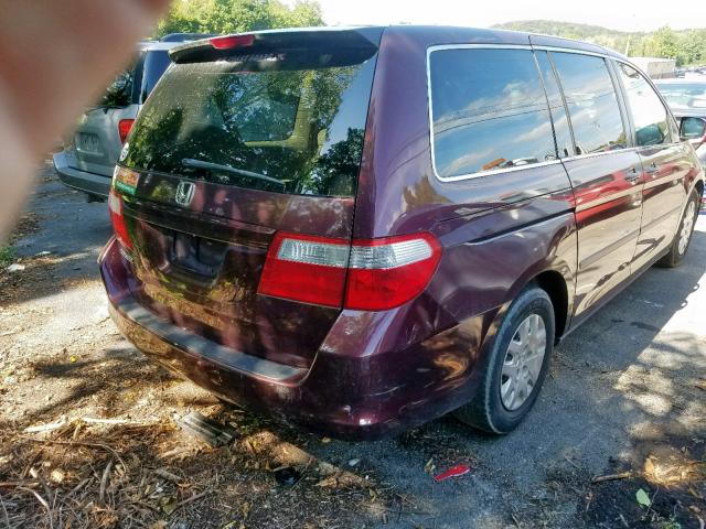 5FNRL38227B034605 - 2007 HONDA ODYSSEY LX RED photo 4