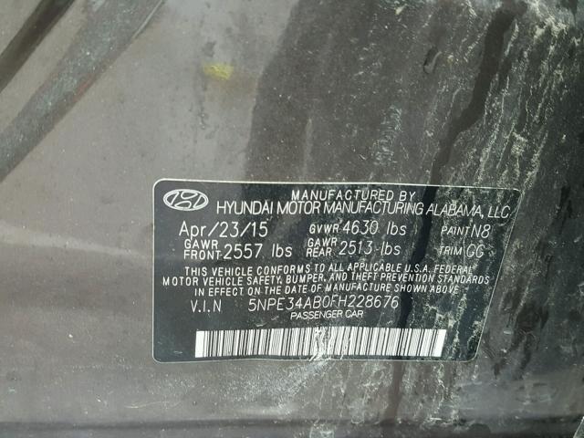 5NPE34AB0FH228676 - 2015 HYUNDAI SONATA SPO BROWN photo 10