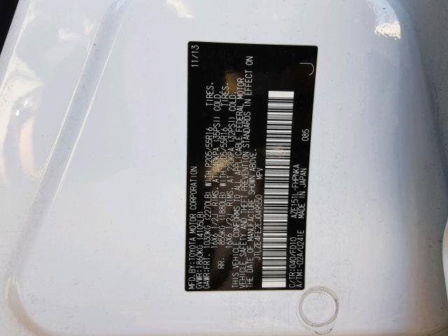 JTLZE4FE2EJ049550 - 2014 TOYOTA SCION XB Ақ фото 10