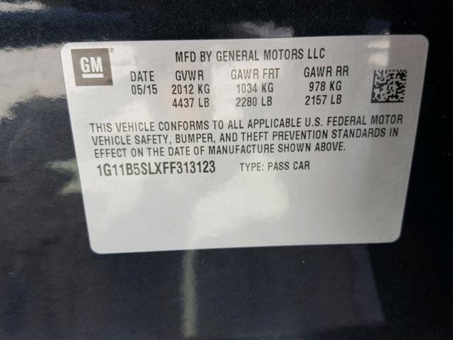 1G11B5SLXFF313123 - 2015 CHEVROLET MALIBU LS 黑色 照片 10