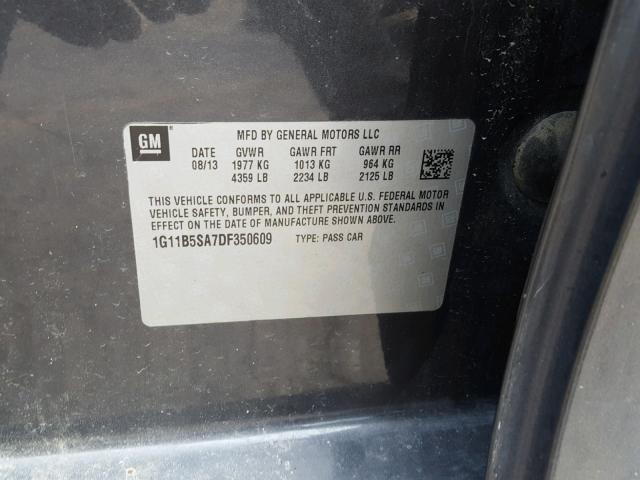 1G11B5SA7DF350609 - 2013 CHEVROLET MALIBU LS 石墨色 照片 10