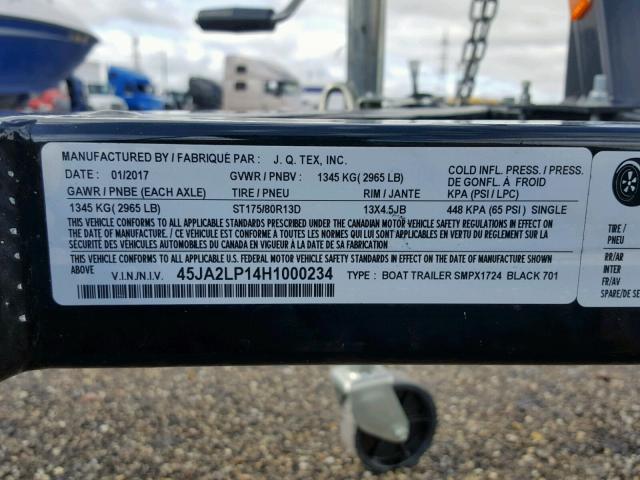 45JA2LP14H1000234 - 2017 MISC BOAT TRL 黑色 照片 10
