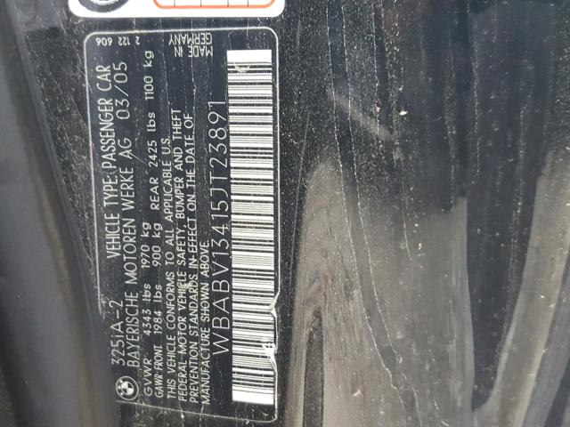 WBABV13415JT23891 - 2005 BMW 325 CI SUL BLACK photo 10