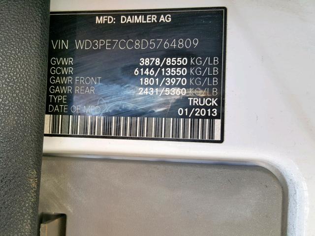 WD3PE7CC8D5764809 - 2013 MERCEDES-BENZ SPRINTER 2 WHITE photo 10