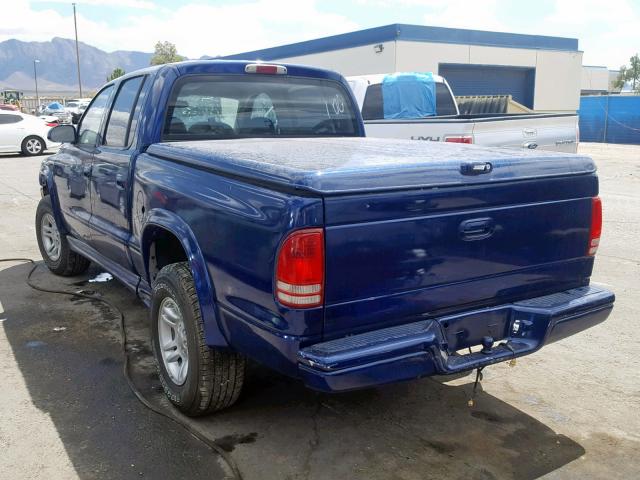 1B7HG48N32S593821 - 2002 DODGE DAKOTA QUA BLUE photo 3