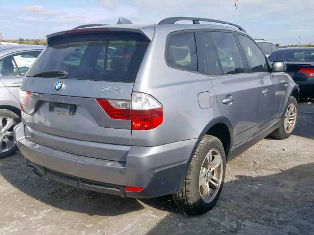 WBXPC73487WE50697 - 2007 BMW X3 3.0I GRAY photo 4